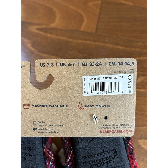 Dearfoams Kids Toddler Little Kids Big Bro Bear Plaid Red Slippers NEW 7-8 US - Picture 6 of 6